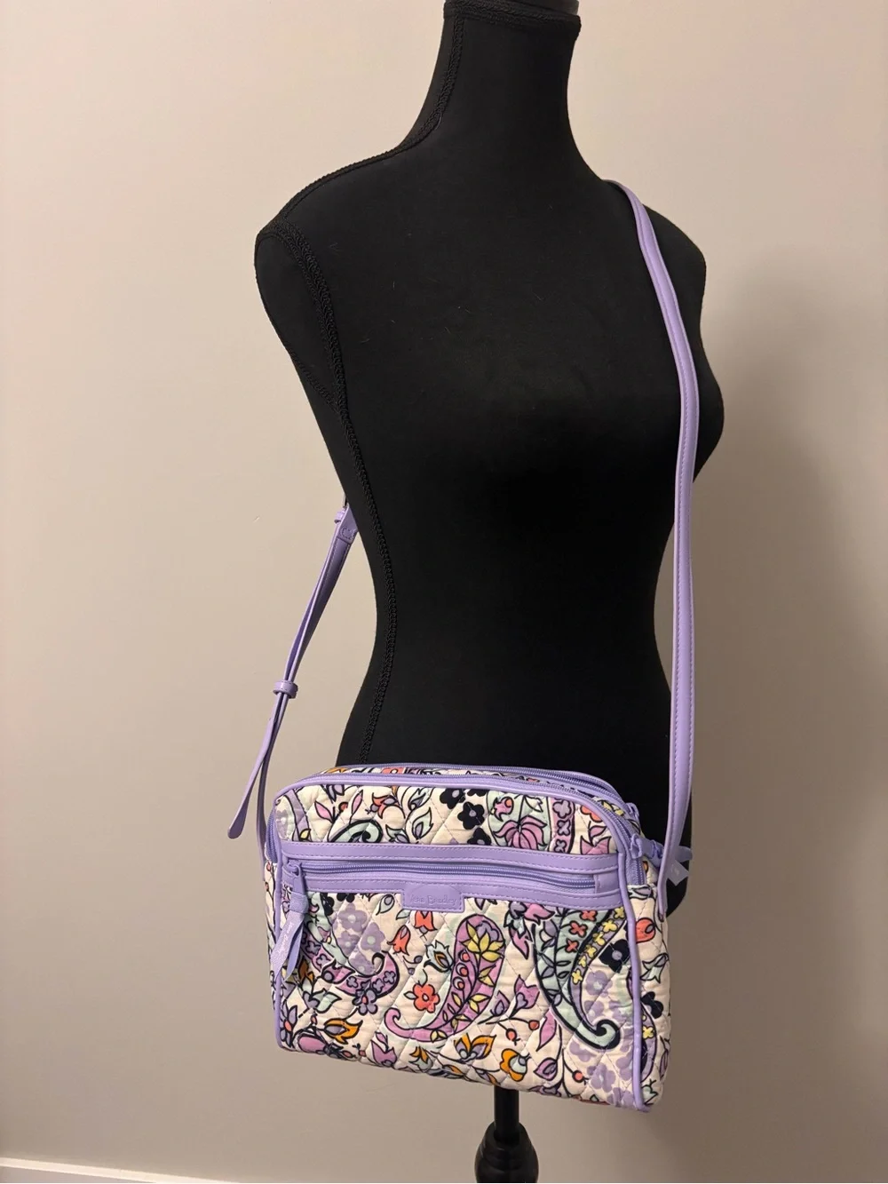 Vera Bradley Lavender Paisley Quilted Crossbody with Pastel Accents - Picture 6 of 6